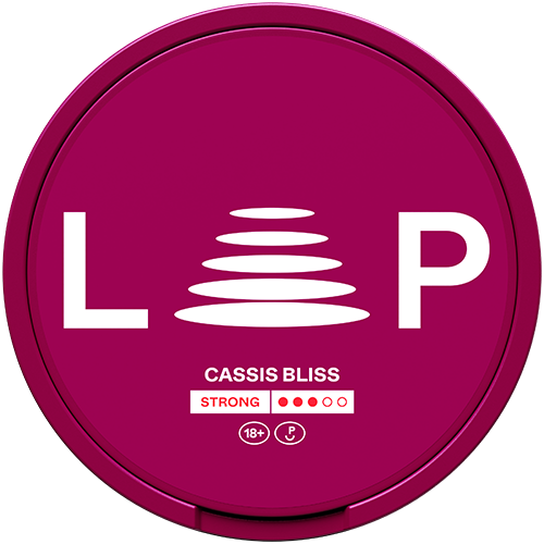 a purple nicotine pouche of LOOP in flavour cassis bliss with a strong strength 