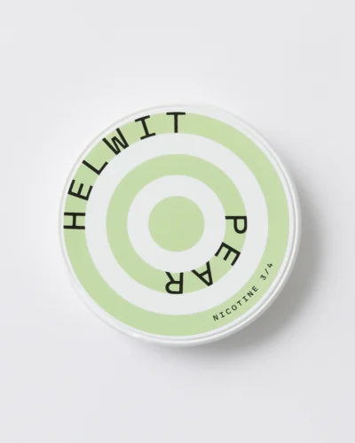 a white nicotine pouche of helwit in flavour pear with a normal strength 