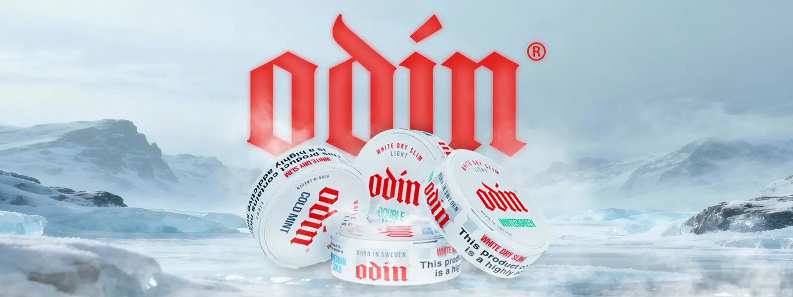  Odin products with a snowy mountain landscape in the background