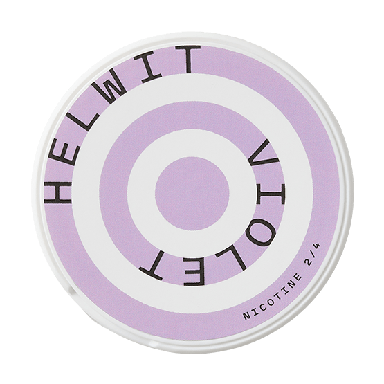 a white nicotine pouche of helwit in flavour violet with a normal strength 