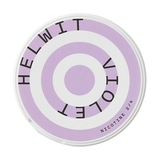 a white nicotine pouche of helwit in flavour violet with a normal strength 